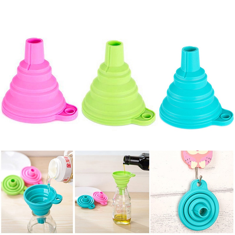 Siliconen Trechter Silicone Inklapbare Set Opvouwbare Keuken Trechter voor Water Fles Liquid Transfer Food Grade KichenTool Trechter