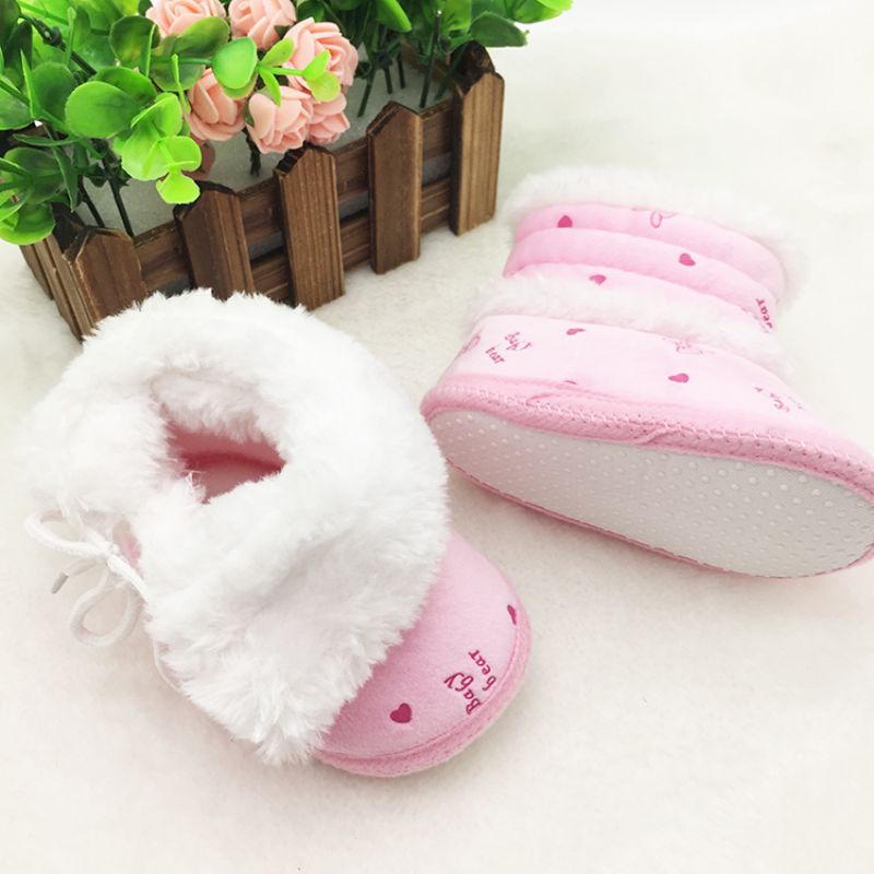 0-18 Months Baby Girls Winter Snow Boots Infant Solid Lace Up Shoes Prewalker