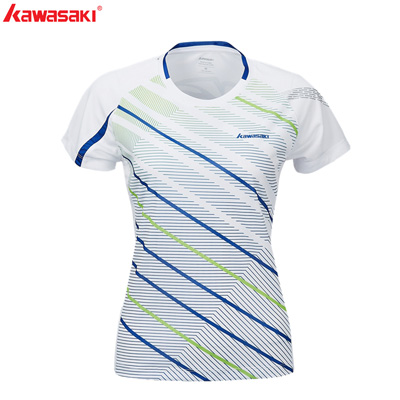 KAWASAKI Tennis Badminton T-shirt Fitness Compression Clothing Short Sleeve V Neck Sports T Shirt For Women ST-S2122: ST-S2122White / M