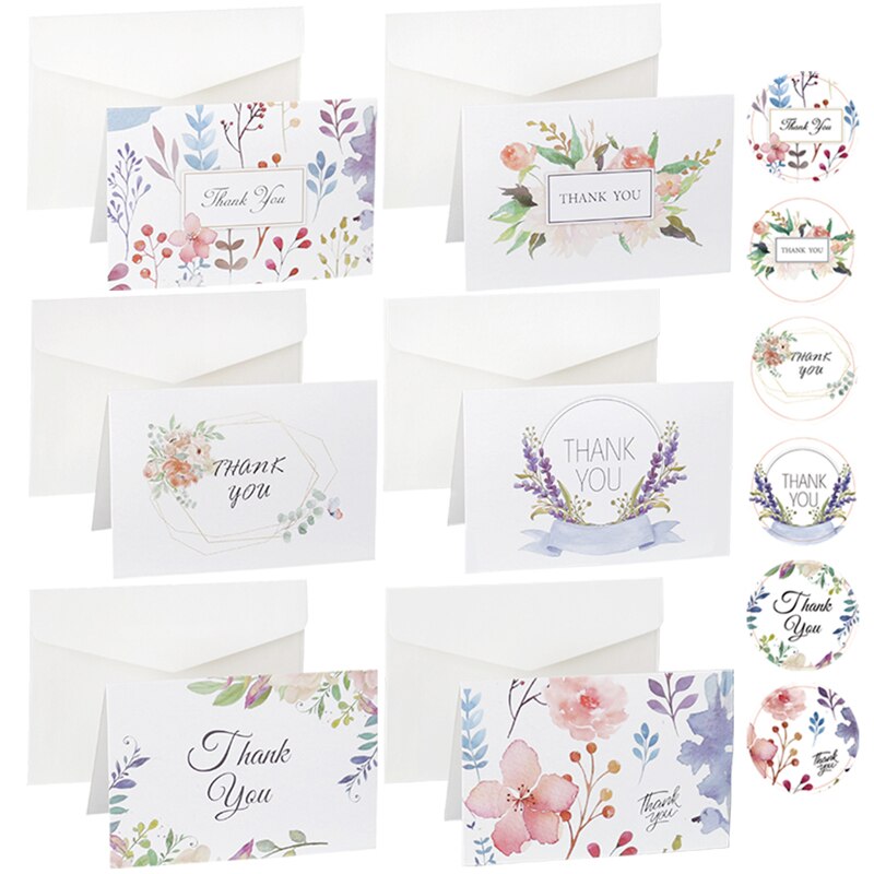 6setzt Blumen- danke Karte Hochzeit Party Einladung Gruß Umschläge Karten DIY leer Innen Klapp Schreibwaren Nachricht Karte