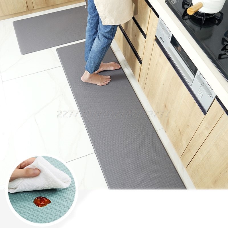 Anti Fatigue Kitchen Mat Diamond Weave Non-Skid Faux Leather Waterproof Rugs J02 20