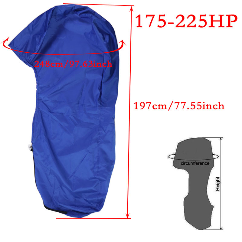420D 6-225HP Boat Full Outboard Engine Cover Waterproof Sunshade Dust-proof Protection Blue For 6-225HP Motor: Silver