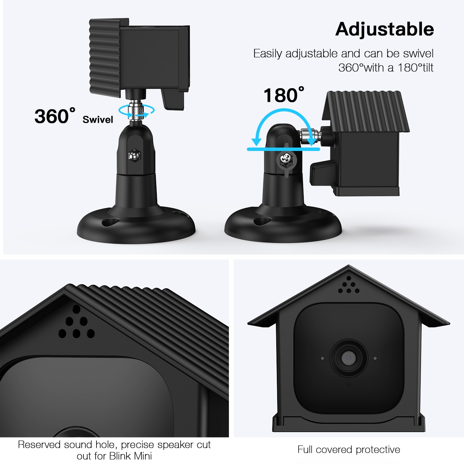 Silicone Protective Covers &amp; Bracket Wall Mount for Blink Mini Anti-Scratch Camera Protective Cover Camera Protection Camera