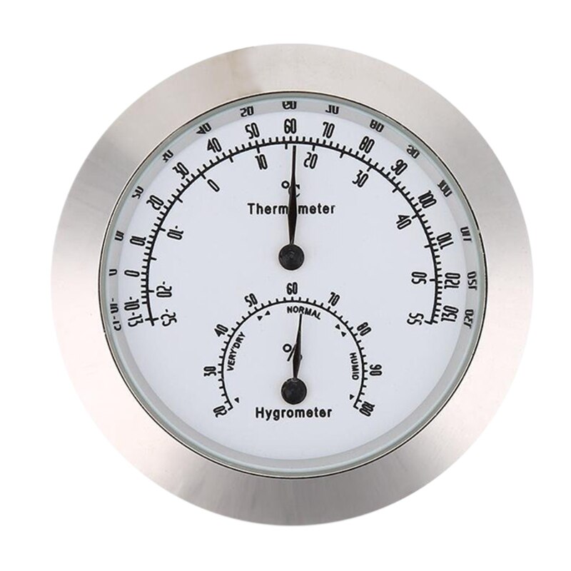 Vochtigheid Temperatuur Meter Voor Viool Gitaar Instrument Care, Ronde Thermometer Hygrometer: Silver