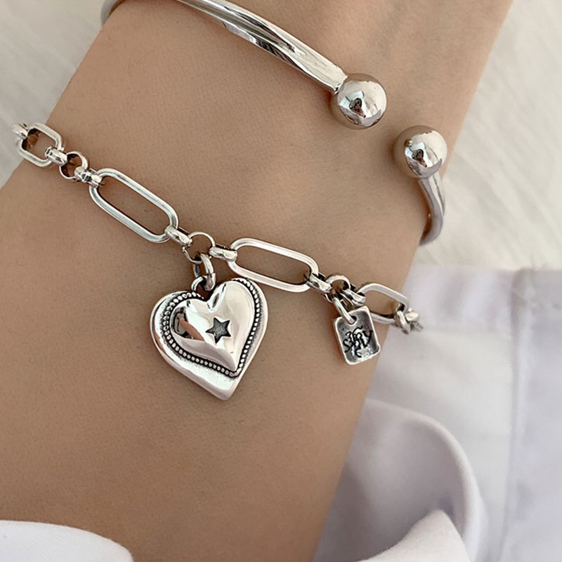 Mewanry 925 Sterling silber Armbinde Trend süßes doppelherz-kette schmuck Party geburtstag für damen