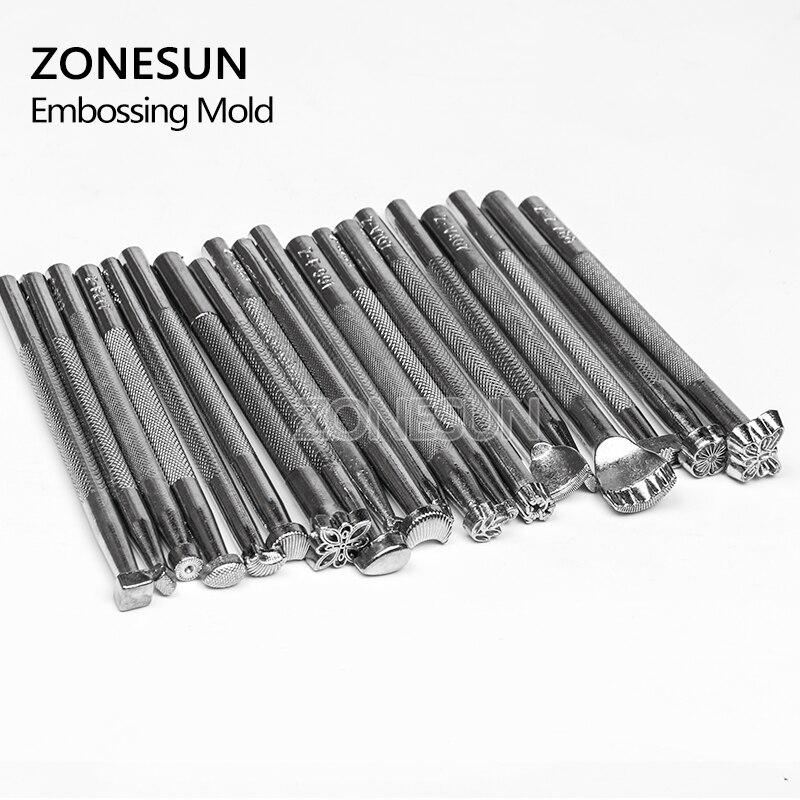 ZONESUN-kit de grabado en cuero, herramientas para tallar cuero, sellos para manualidades, estampación de artesanía en cuero, Impresión de Metal sólido