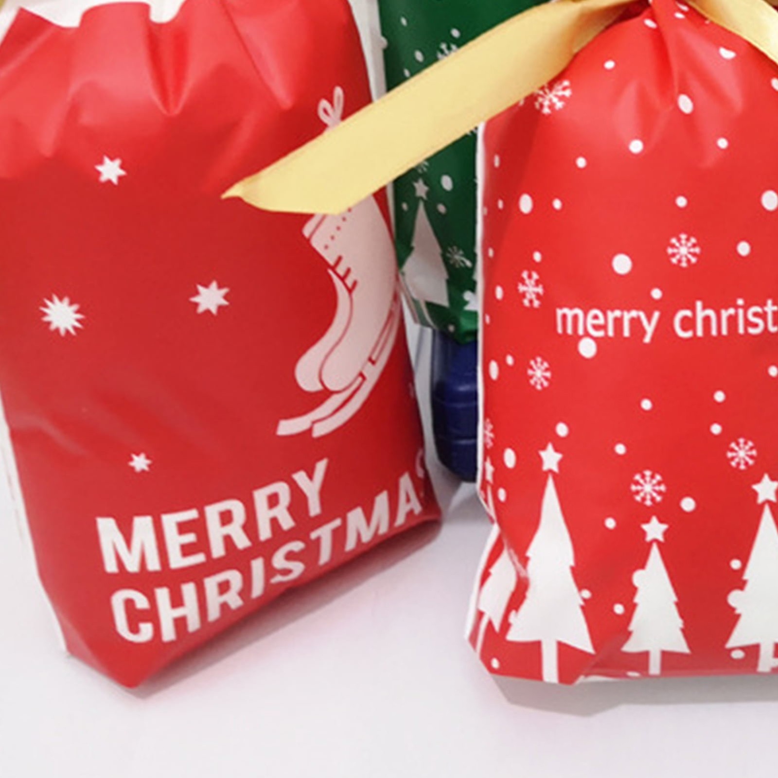 50pcs Christmas Candy Bags Xmas Decorations Santa Bag Navidad Xmas Bags Cristmas Cookies Packing Bag 15x23.5cm