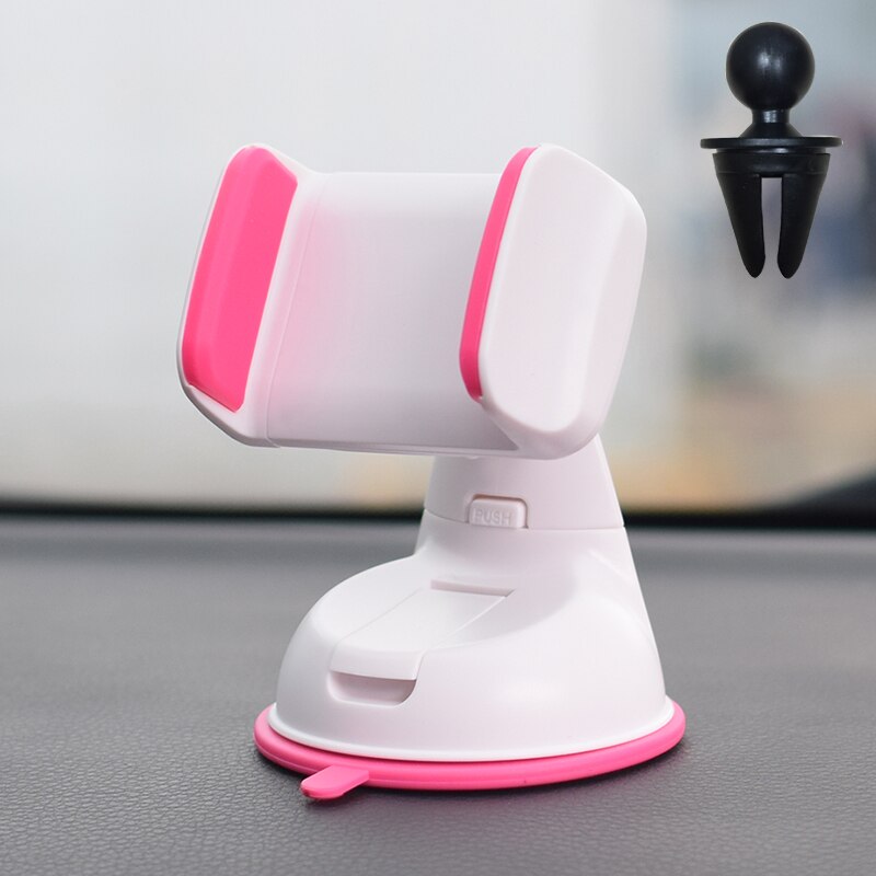 Universele autohouder voor telefoon in de auto, luchtroosterclip, voorruitzuignap, mobiele telefoonhouder, gps-standaard voor iphone 11, samsung: Roze