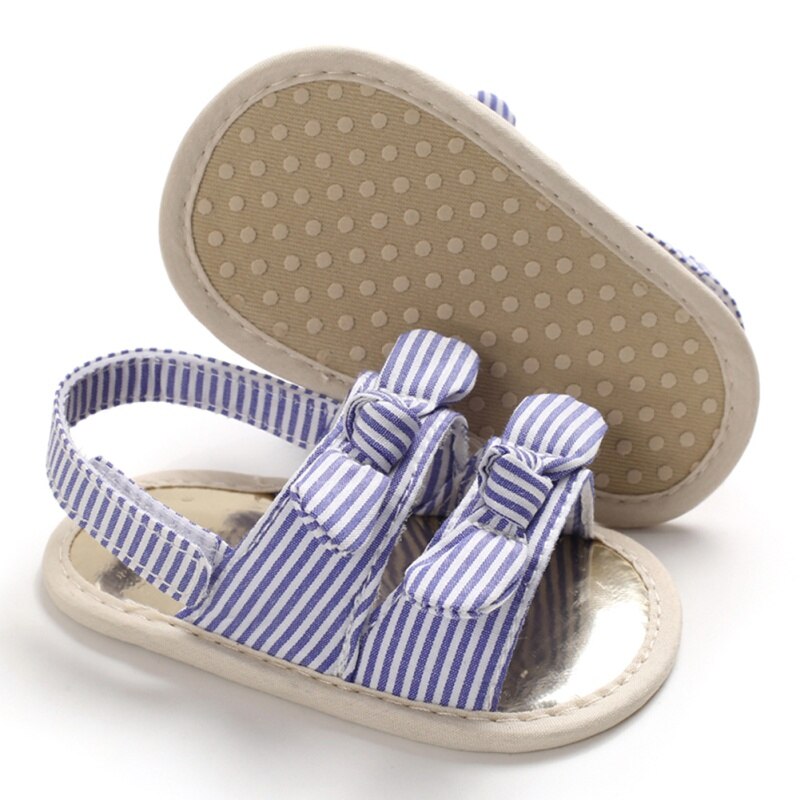 Baby Shoes Summer Girls Sandals Girls Shoes Non-slip Newborn Bownot Striped Girls Sandals Beach Plaid Princess Shoes #11: B / 13-18 months