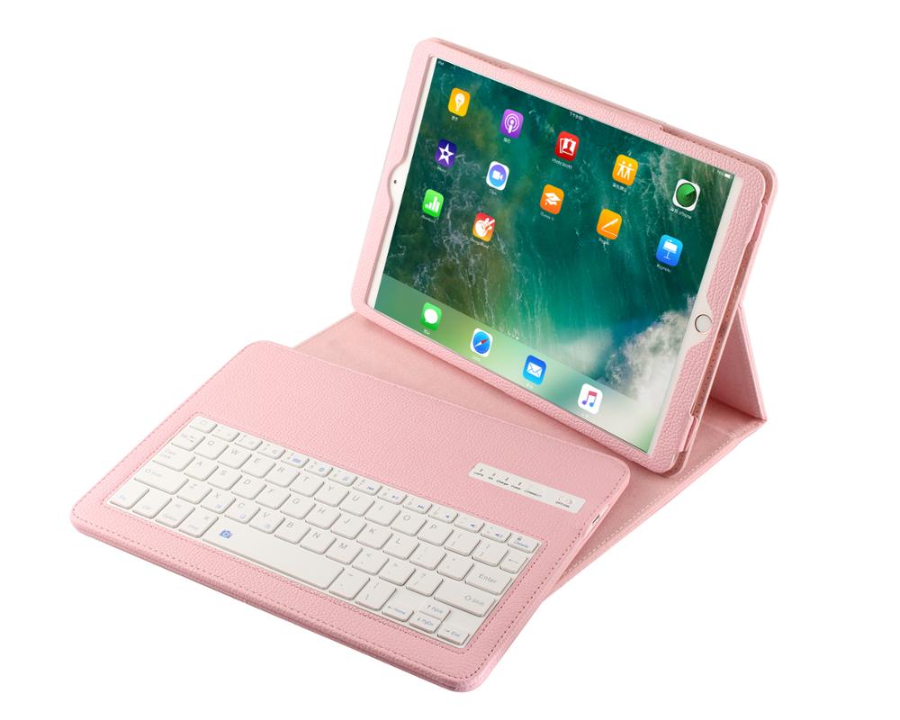 kabellos Bluetooth Klaviatur Fall Pro Apfel Ipad Luft3 10.5/Profi 10.5 / IPAD10.5 kabellos Klaviatur Litschi Leder Startseite Klaviatur: Rosa