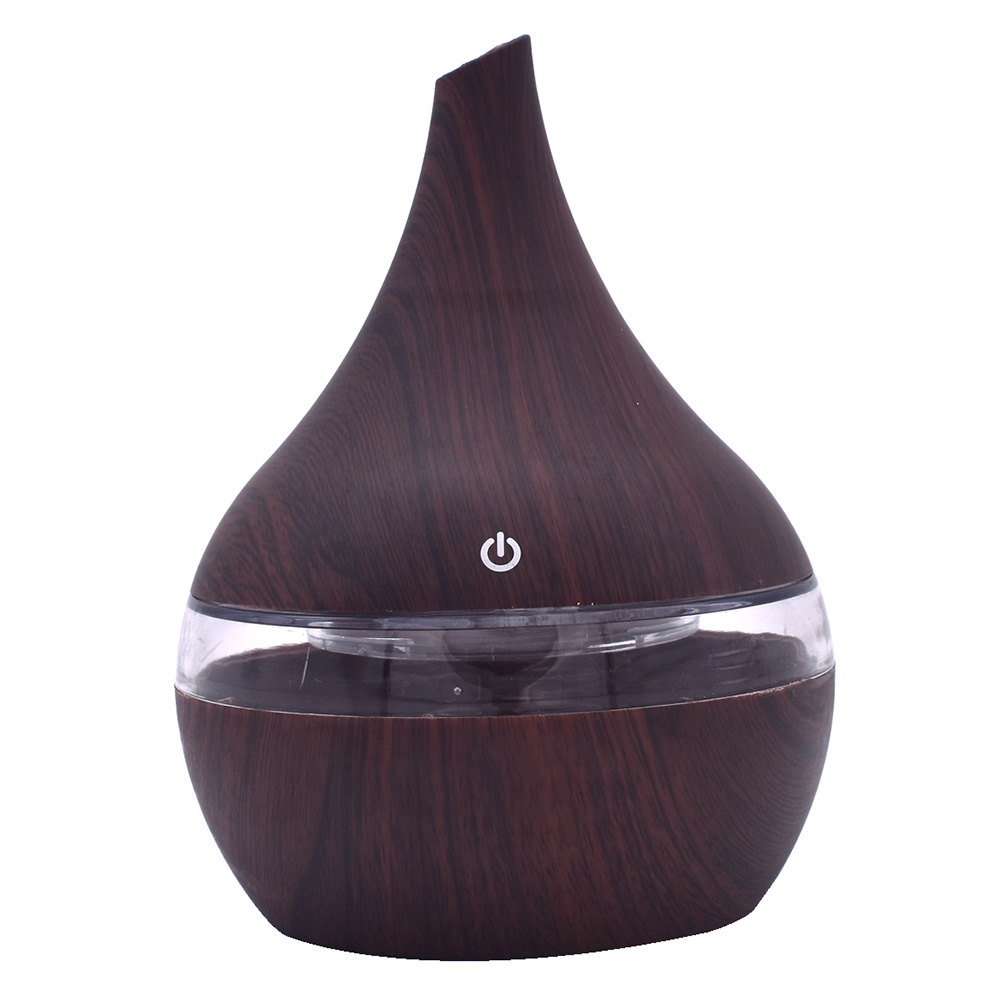 Wood Grain USB 300ml Air Humidifier Aromatherapy Aroma Essential Oil Diffuser with LED Light Mist Maker Colorful: Orange