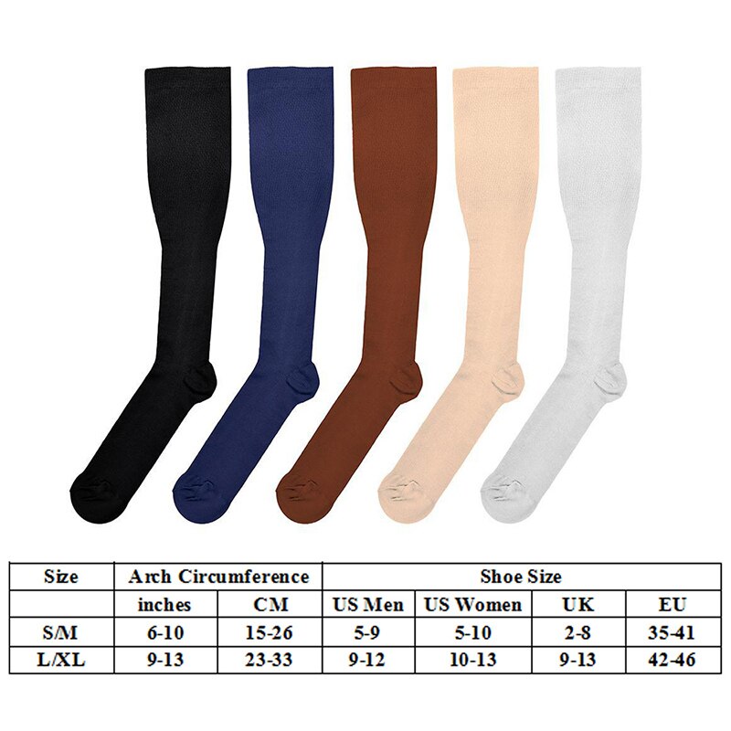 Varicose Vein Leg Relief Pain Knee Socks Pressure Compression Stockings Unisex Solid Color Thigh High Socks Nylon Long Socks