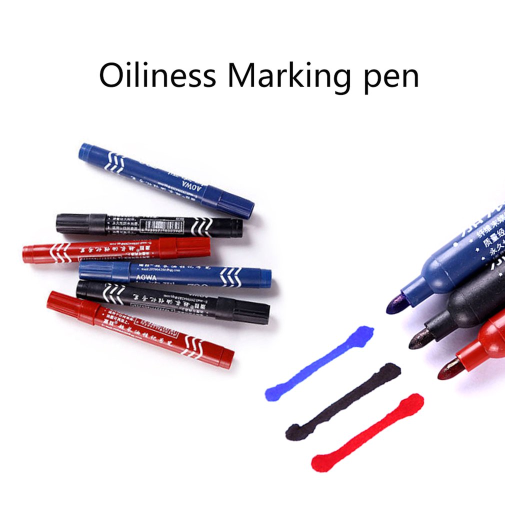 Enriched Marker Plastic Oily Waterproof Permanent Marker Pen Korean Stationery Student Outdoor Marking Ink Marker
