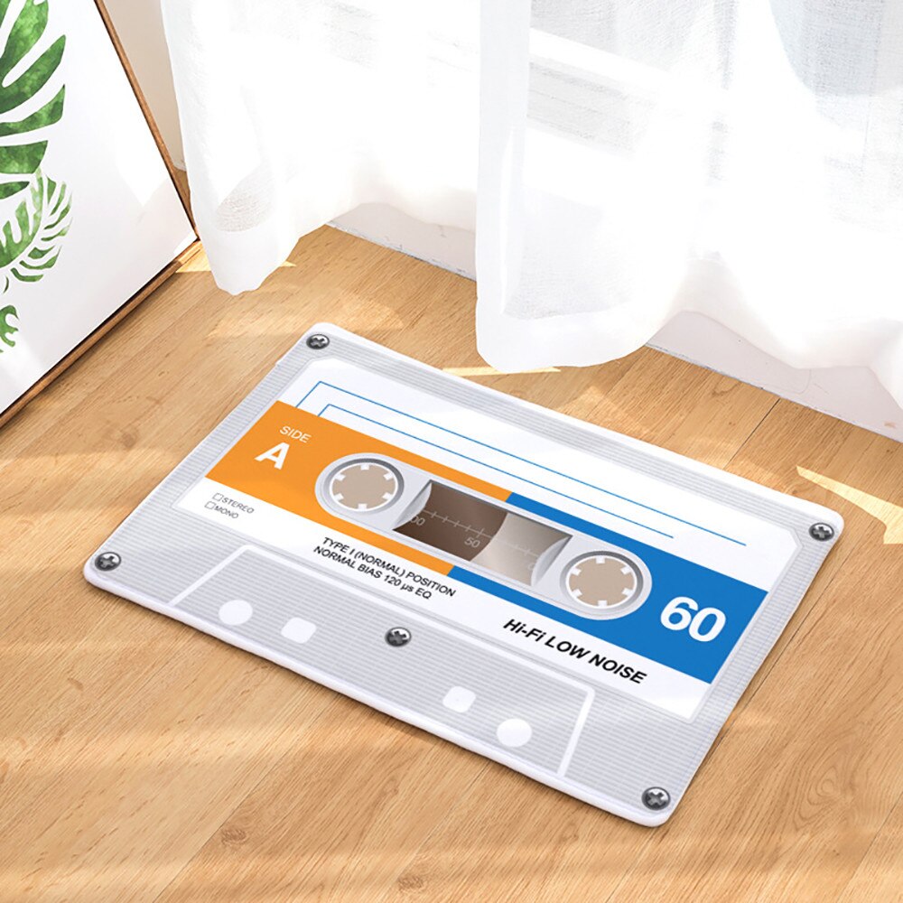 Non Slip Door Mat Flannel Vintage Cassette Tape Indoor Doormat Door Floor Mats Carpet Rugs Decor Porch Doormat Tapete 20JAN23: B