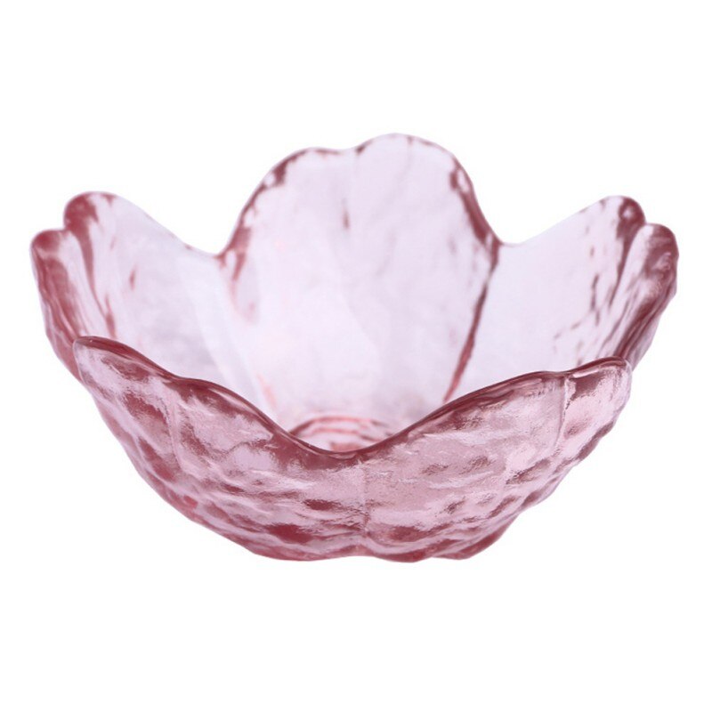 Japanese Hammered Sakura Small Glass Dish Sakura Shaped Salad Glass Seasoning Dishes Home Sauce Fruit Sala Dish: Hammer