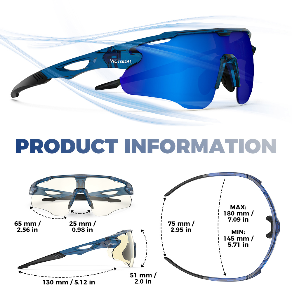 Victgoal fotokromatiske briller  uv 400 24h intelligente skiftbare  tr90- innfatninger for menn terrengsykkel fiske løping sykling sykkeltilbehør