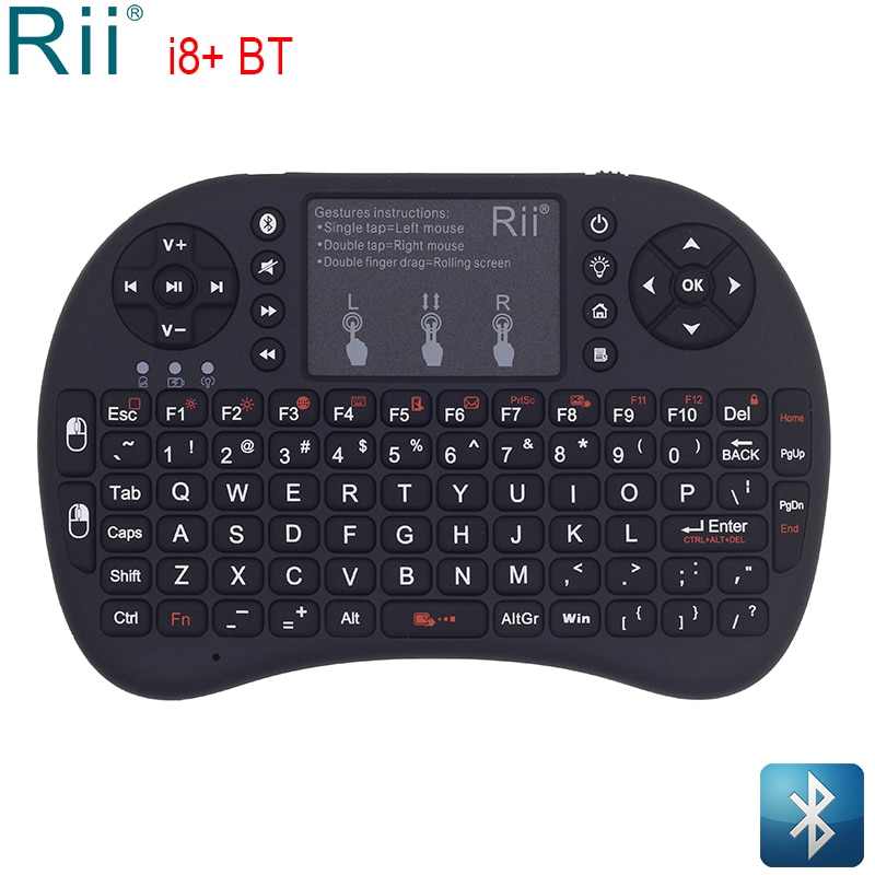 Rii i8+ Backlit Mini Bluetooth Keyboard Air Mouse with Touchpad for Mini PC Android TV Box Laptop Projectors Wireless Mouse