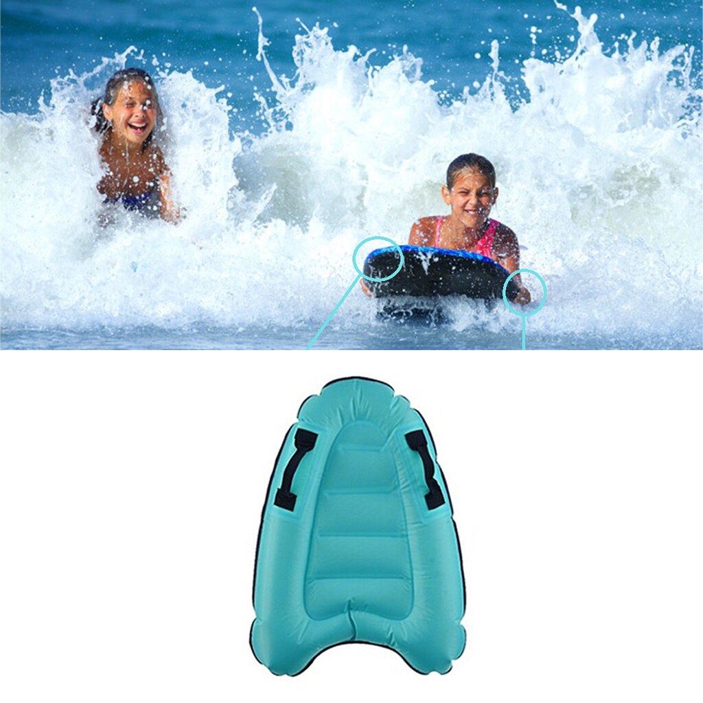 Inflatable Kickboards Surf Body Board 60x80cm w/ Handle Swimming Floating Mat Mini Surfboards for Unisex Children Kids