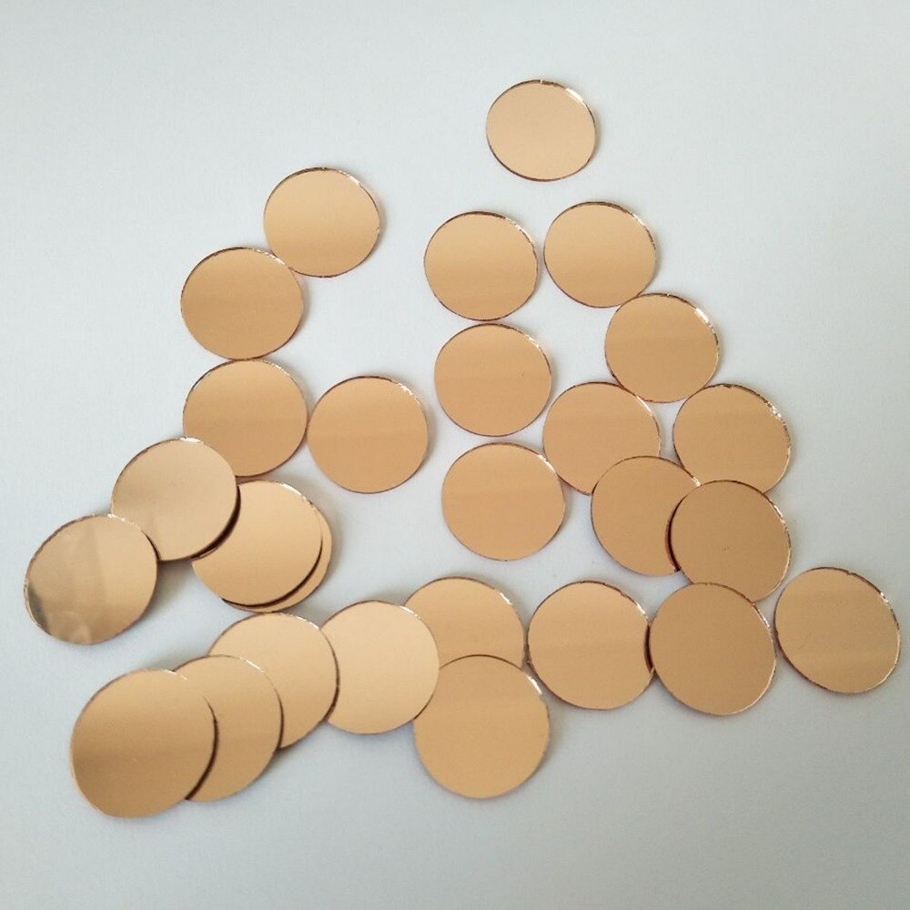 Lichtroze gouden mini ronde glazen spiegel mozaïektegels , 2cm ronde glazen spiegels , 100 stuks/partij