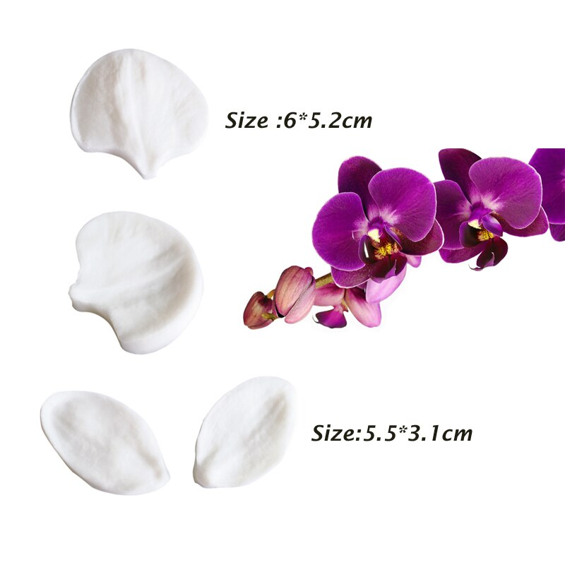 Phalaenopsis Orchid Flower Veiners Silicone Molds Fondant Sugarcraft Gumpaste Clay Water Paper Cake Decorating Tools CS224: Pink