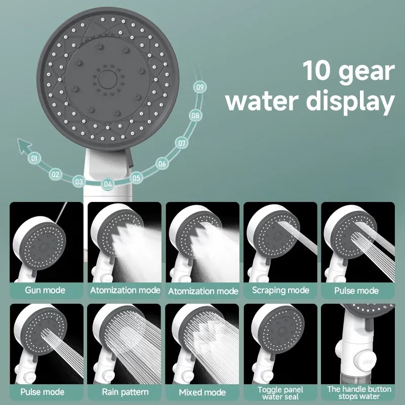 8 Mode Douchekop Waterfilter Verstelbare Hogedrukdouche Draagbare One-Key Stop Douche Badkamer Accessoires