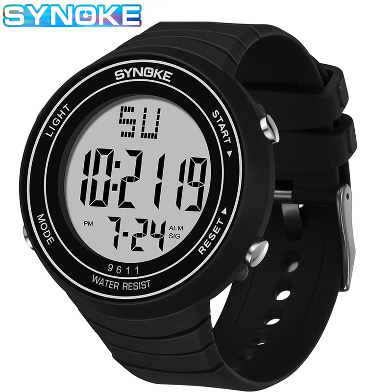 Synoke Sport Horloges Grote Wijzerplaat Display Horloges Alarm Waterdichte Siliconen Band Multifunctionele Horloges Relogio Masculino