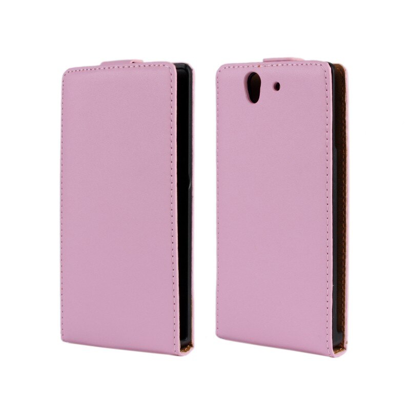 Clamshell telefon cover læder taske til sony xperia z  c6602 c6603 magnetisk adsorptionsspænde hylster flip coevr cover: Lyserød / Kasse og glasfilm