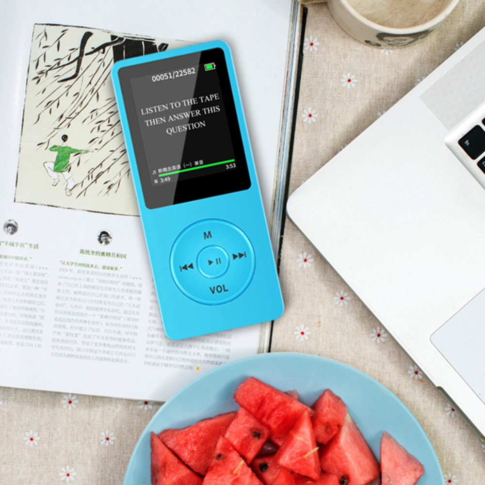 Portable MP3 Player With LCD Screen Built-in Microphone FM Radio Video Hifi MP4 Player Movies E-books Music Players: Blue