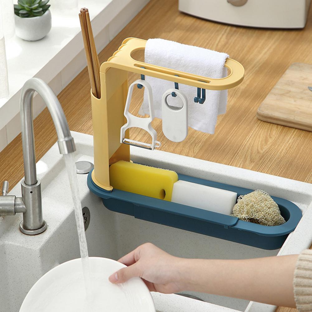 4 Colors Useful Dish Drying Rack Dish Drain Shelf Scalable for Washroom