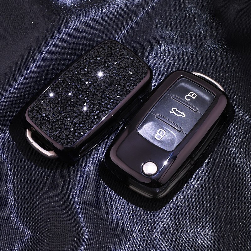 Luksuriøs krystall diamant bil nøkkelveske til vw golf bora jetta polo golf passat skoda octavia  a5 fabia seat ibiza leon car
