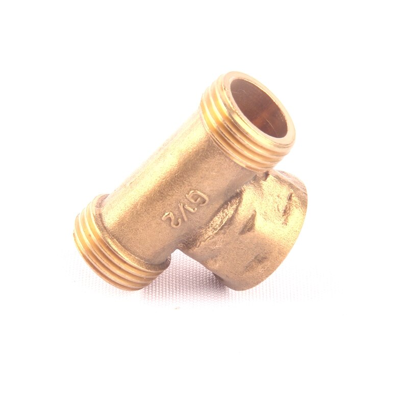 1pc 1/2 Inch Brass Tee Connector One Female Thread and Two Male Thread Copper 3 Way Connector