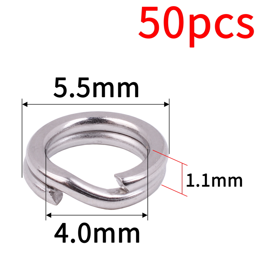 50 teile/los Edelstahl Teilt Ring Durchmesser 4mm bis 8mm schwer Pflicht Angeln Doppel Ring Anschluss Angeln Zubehör: C