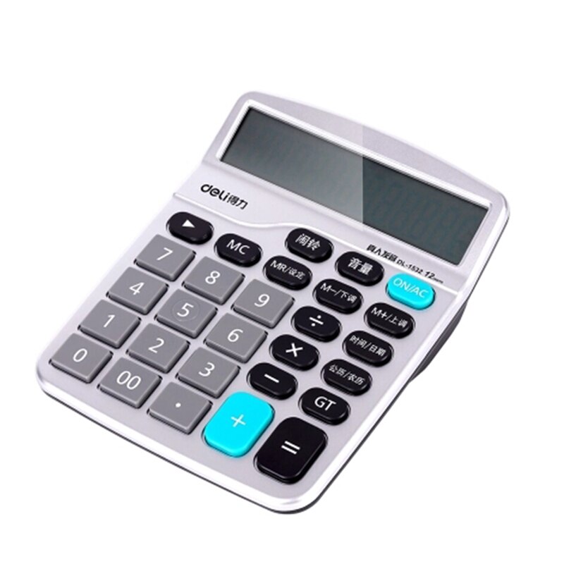 Calculadora de tipo comercial, escritório, deli, 1532, voz real, 12 dígitos, tela lcd grande, com calendário de alarme