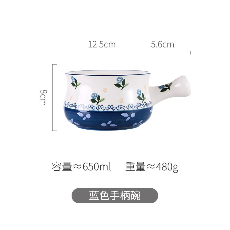 Ceramic Bowl with Handle Glaze Baking Plates French Onion Soup Bowl Roasting Lasagna Pan Round Bakeware: Style L