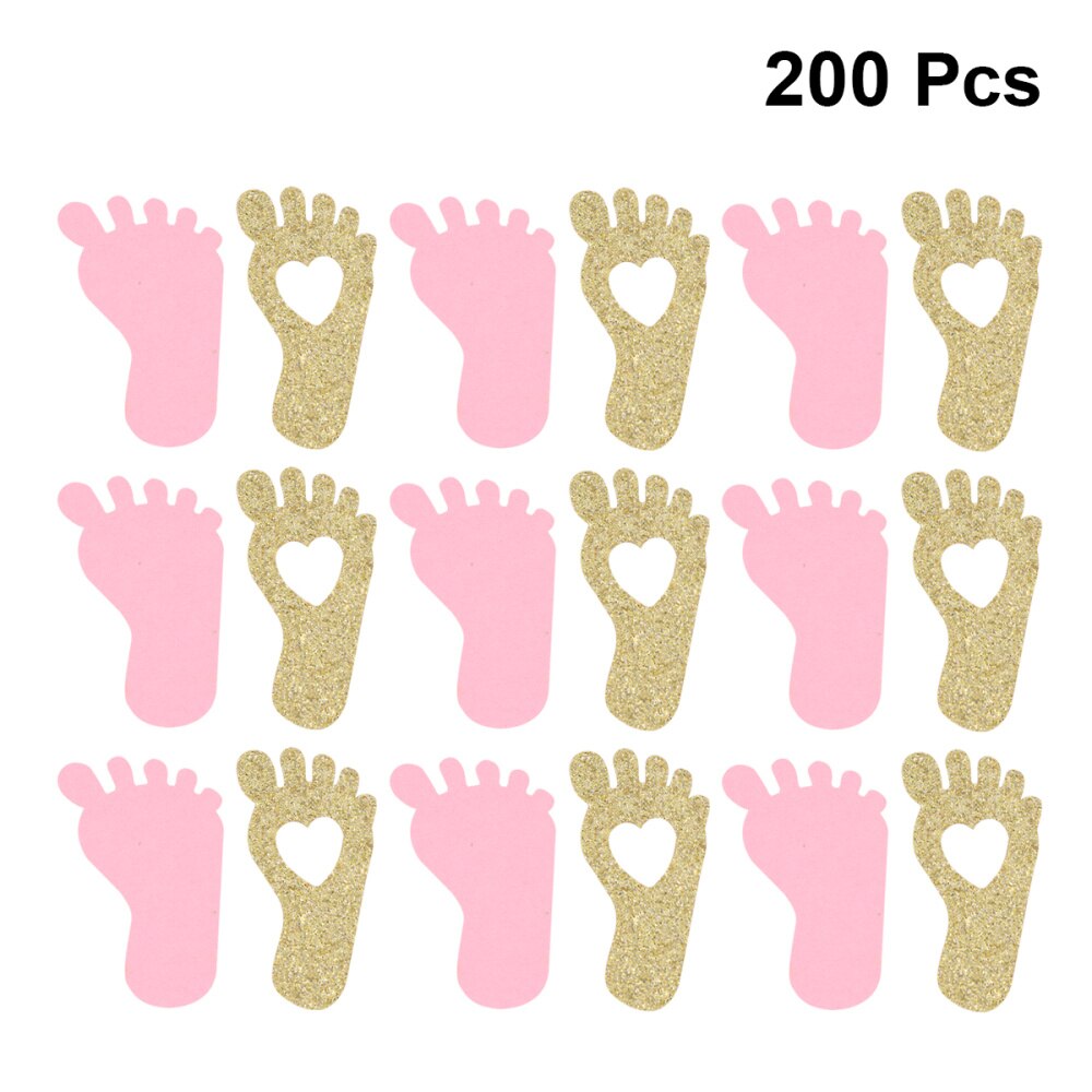200 Pcs Baby Verjaardag Papier Confetti Leuke Baby Voet Scatters Baby Shower Feestartikelen (Roze + Golden)