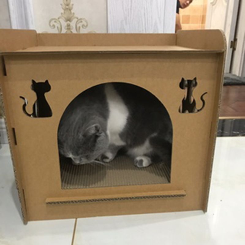 Kæledyr kat kradser killing kat husformet rede soveseng potesliber tyggelegetøj  c6ue