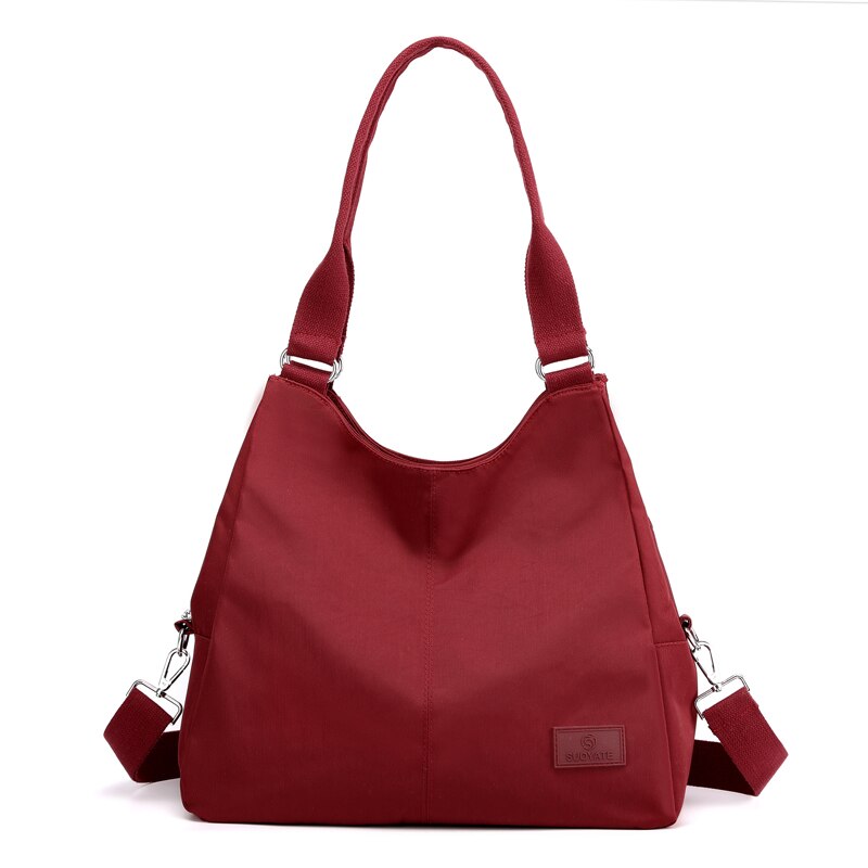 Bolso tipo mensajero de casual para mujer, bandolera de nailon de gran capacidad, pequeño, a la ,: Rojo