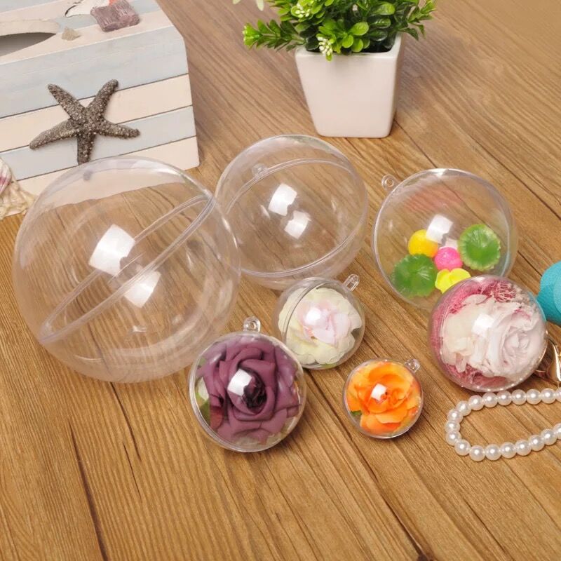 20 stk 4cm gennemsigtige runde kugler juletræ hængende kugler ornament gør-det-selv plast åben klar år hjemme juleindretning