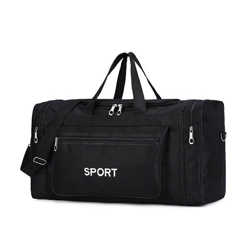 Bolso de viaje deportivo para hombre y mujer, bolsa de gimnasio de gran capacidad, resistente al agua, de nailon, color rojo y negro, XA1M: Black