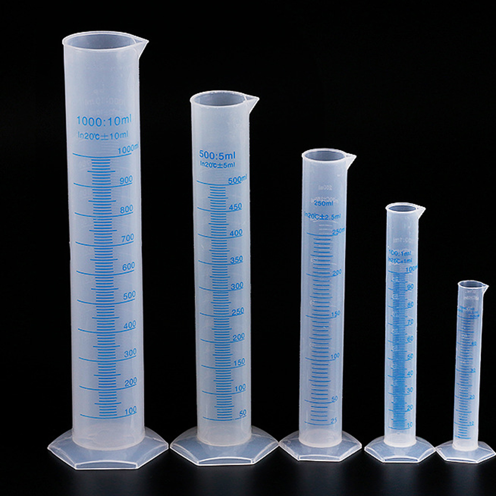 1000ml Transparent Measuring Cylinder Plastic Graduated Cylinder Hexagonal Base (As Shown)