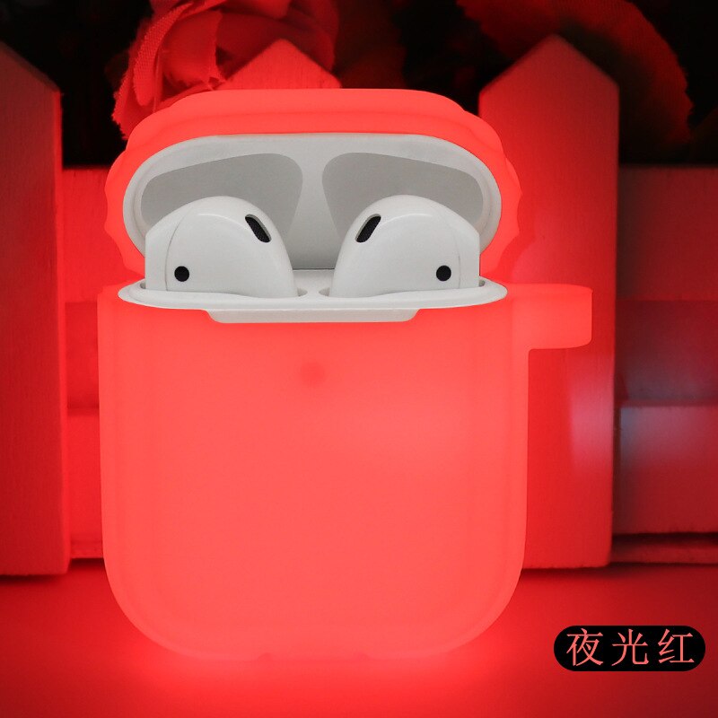 Lichtgevende Draadloze Bluetooth Oortelefoon Case Voor Apple Airpods 1 2 Oortelefoon Case Beschermende Siliconen Cover: red