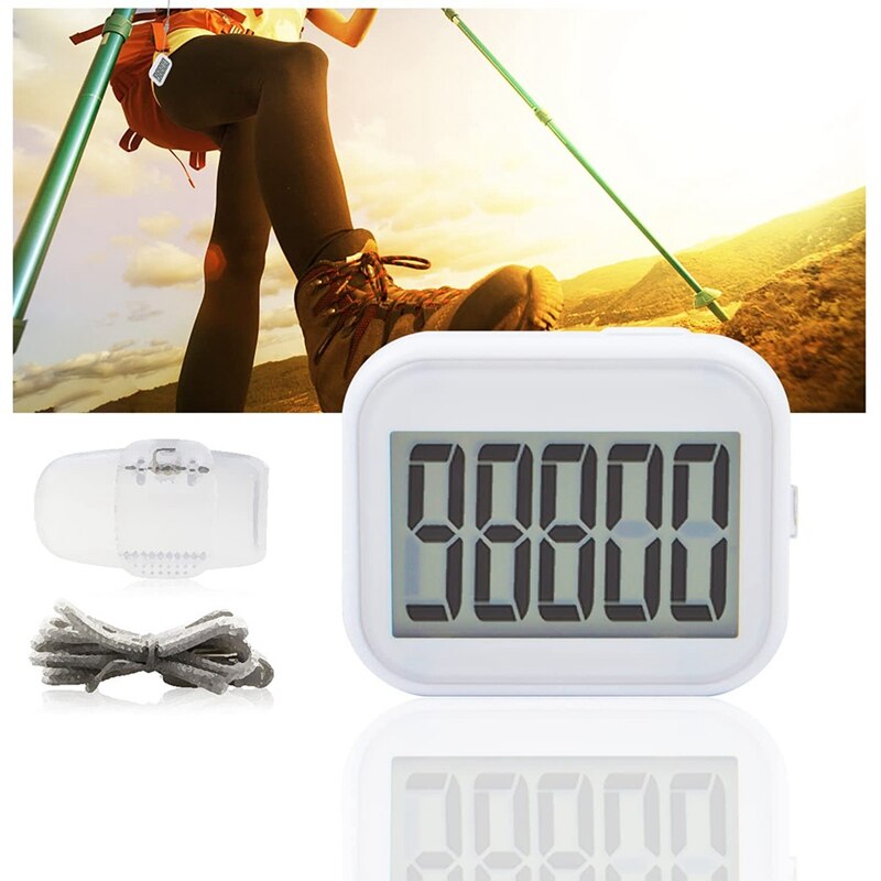 Pedometer Clip On, Step Counter for Walking with Large Digital Display and Lanyard, Pedometers for Steps Clip on