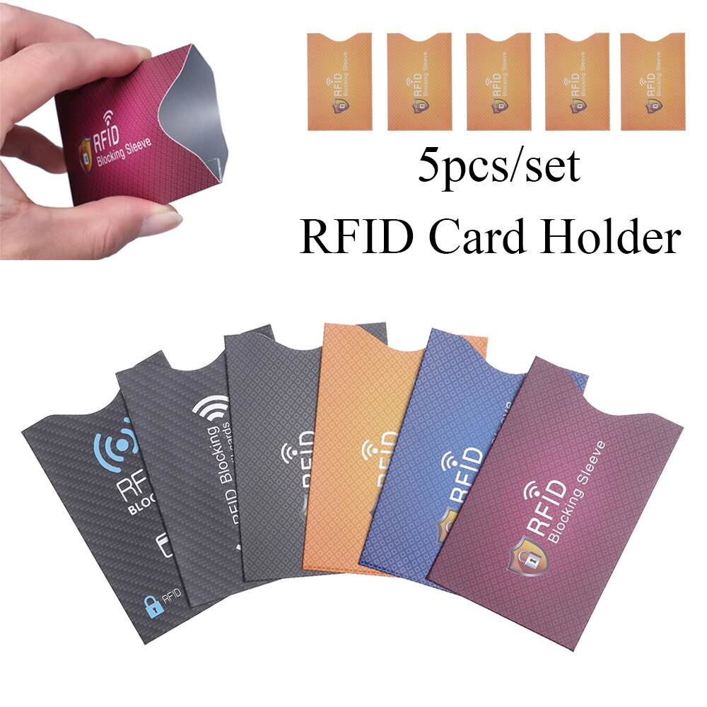 5Pcs Anti RFID Blocco della carta di lettore di Schede di Serratura del Supporto di Carta di IDENTIFICAZIONE della Carta di Credito di Caso Della Protezione di Alluminio del Metallo Intelligente Anti-furto supporto di Carta di credito