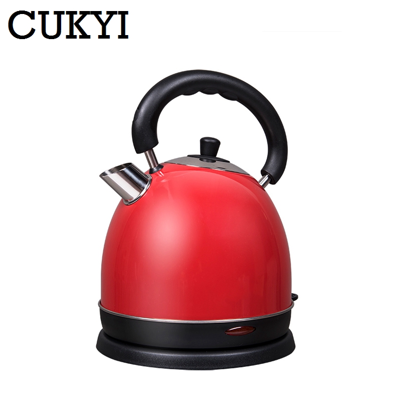 CUKYI acier inoxydable 1800 W bouilloire électrique ménage 2L sécurité Auto-Off fonction chauffage rapide, or rouge 220 V EU US plug