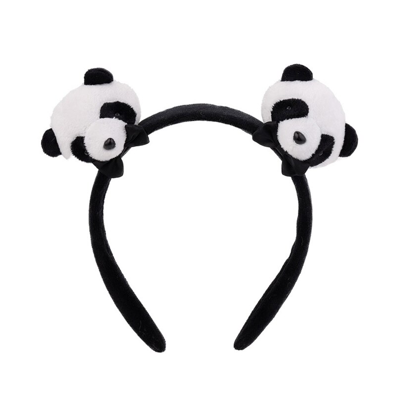 Pinza de pelo peluda de Panda, coletero de pelo de Animal de dibujos animados, diadema de felpa bonita para maquillaje, accesorios para el cabello de cara: 1