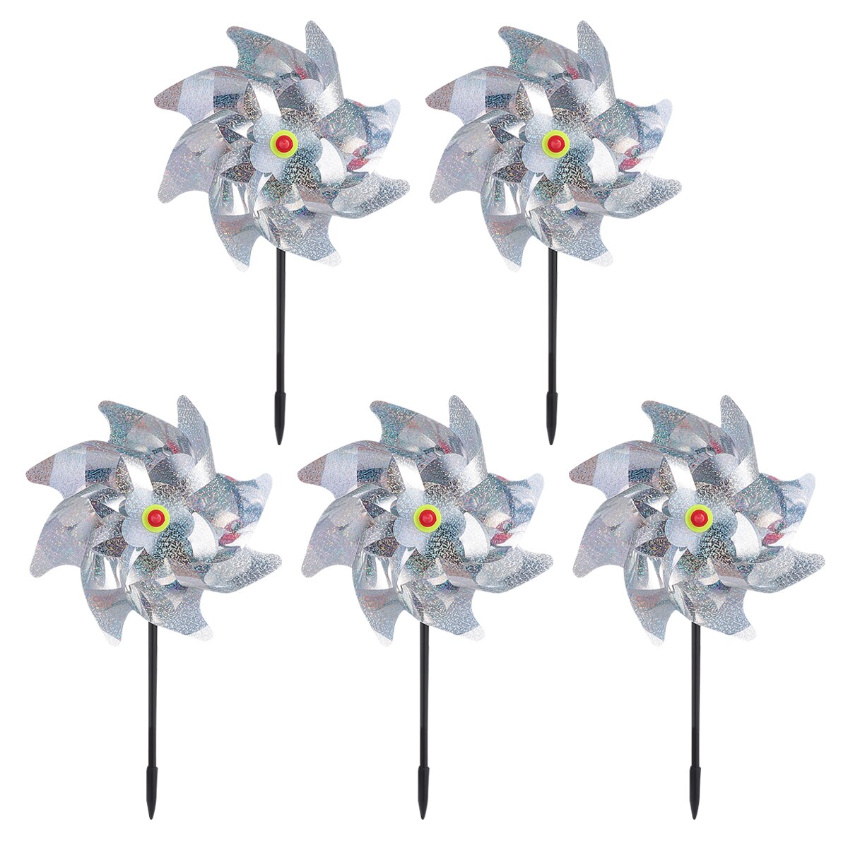 5pcs Bird Deterrent Pinwheels Pretty Lovely Bird Repellent Device Bird Blinder Repellent Pinwheels Wind Animal Banishment Tool