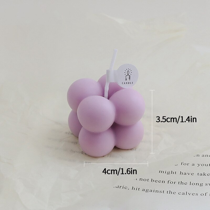 Bubble Cube Aromatherapy Candle Mini DIY Scented Candles Relaxing Birthday Handmade Home Decoration Party Photo Props: Purple 4x3.5cm