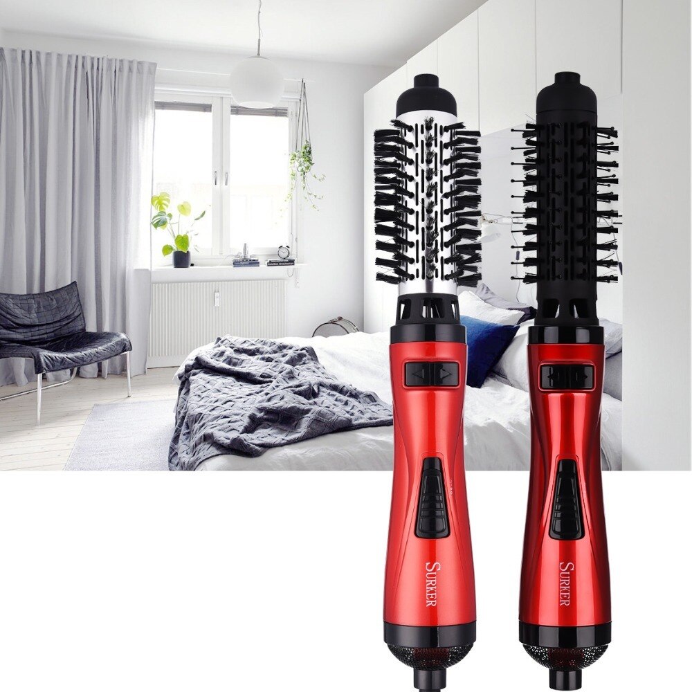 2 in 1 hårtørrer 360 automatisk rotation kold luft hårtørrer krøllet glat hår kam føntørrer hastighed justerbare styling værktøjer
