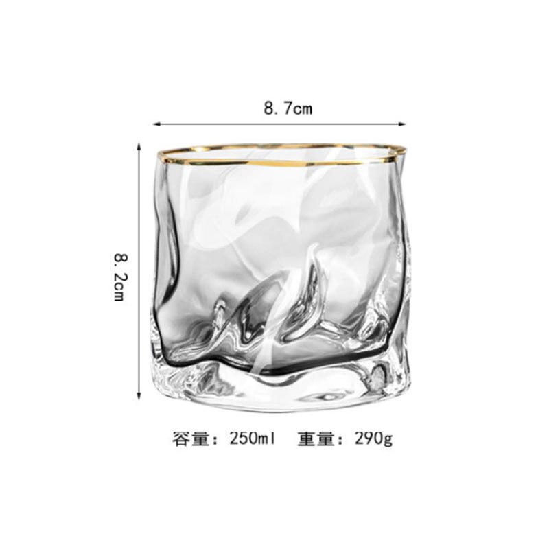 Japanese Edo Crumple Paper Irregular Shape Crystal Faceted Der Whiskybecher Whiskey Whisky Rock Glass Artwork Wine Cup: Golden edge