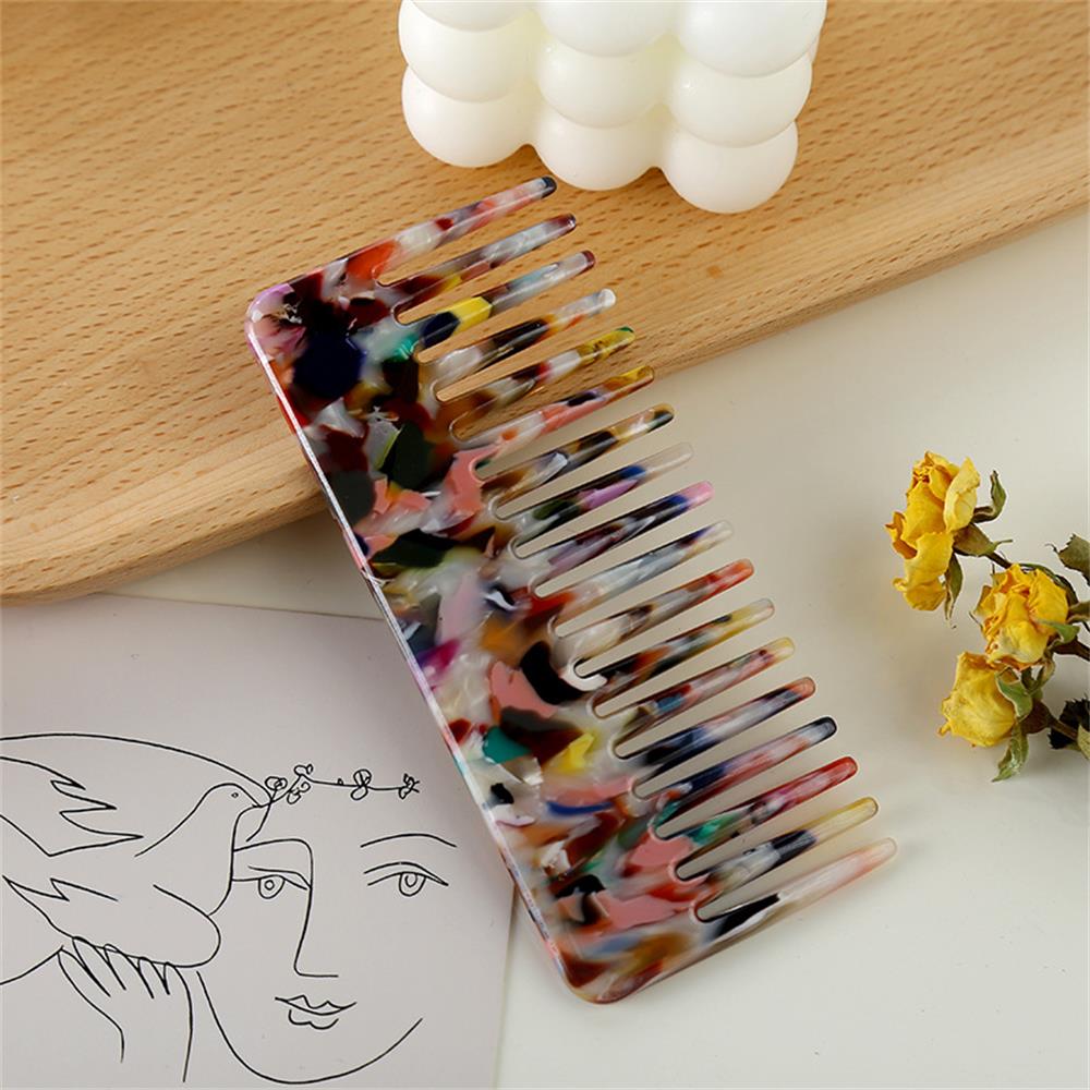 Peines de pelo de dientes anchos de acetato de estilo coreano, peine de pelo para mujeres y niñas, peine de peinado de peluquería ondulado y rizado grueso